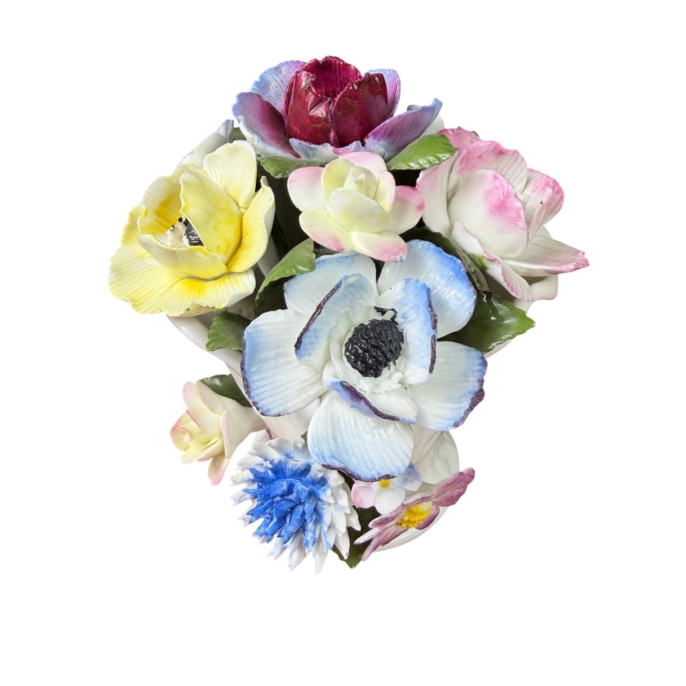 Vintage Royal Doulton Flower Bouquet Vase Bone China Multicolor Small Figurine